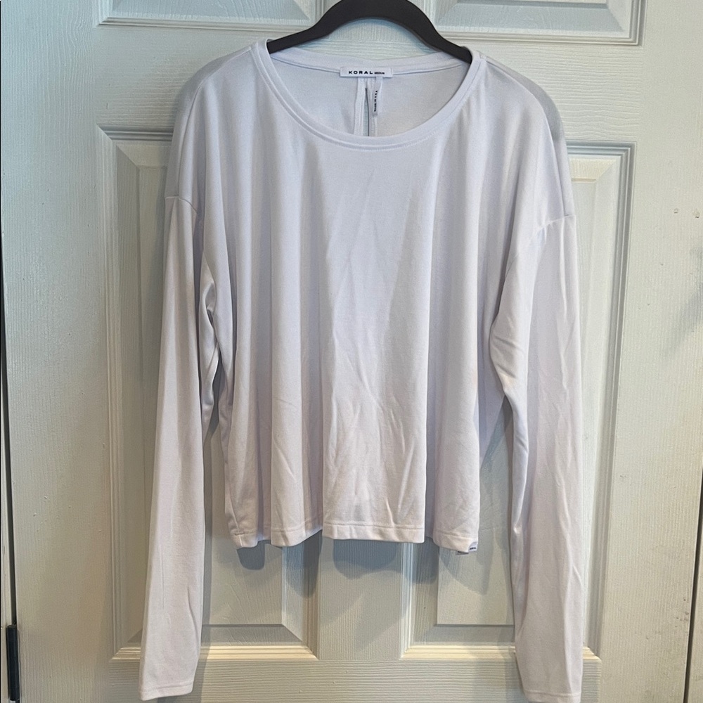 Koral Elegant White Long Sleeve Loose Fit Athletic Top